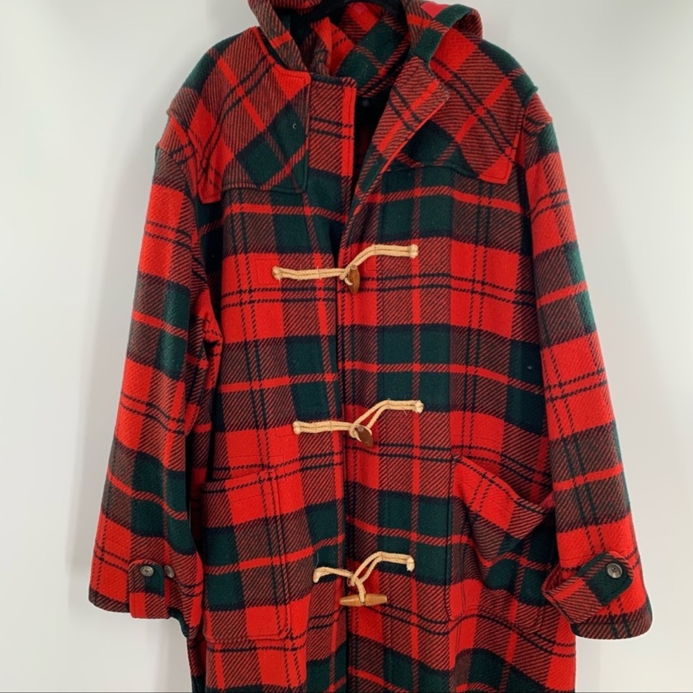 Polo by Ralph Lauren Red Wool Tartan Long Coat Women’s Size XL